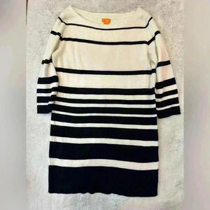 Joe Fresh Sweater Dress Womens Large White & Black Horizontal Stripes